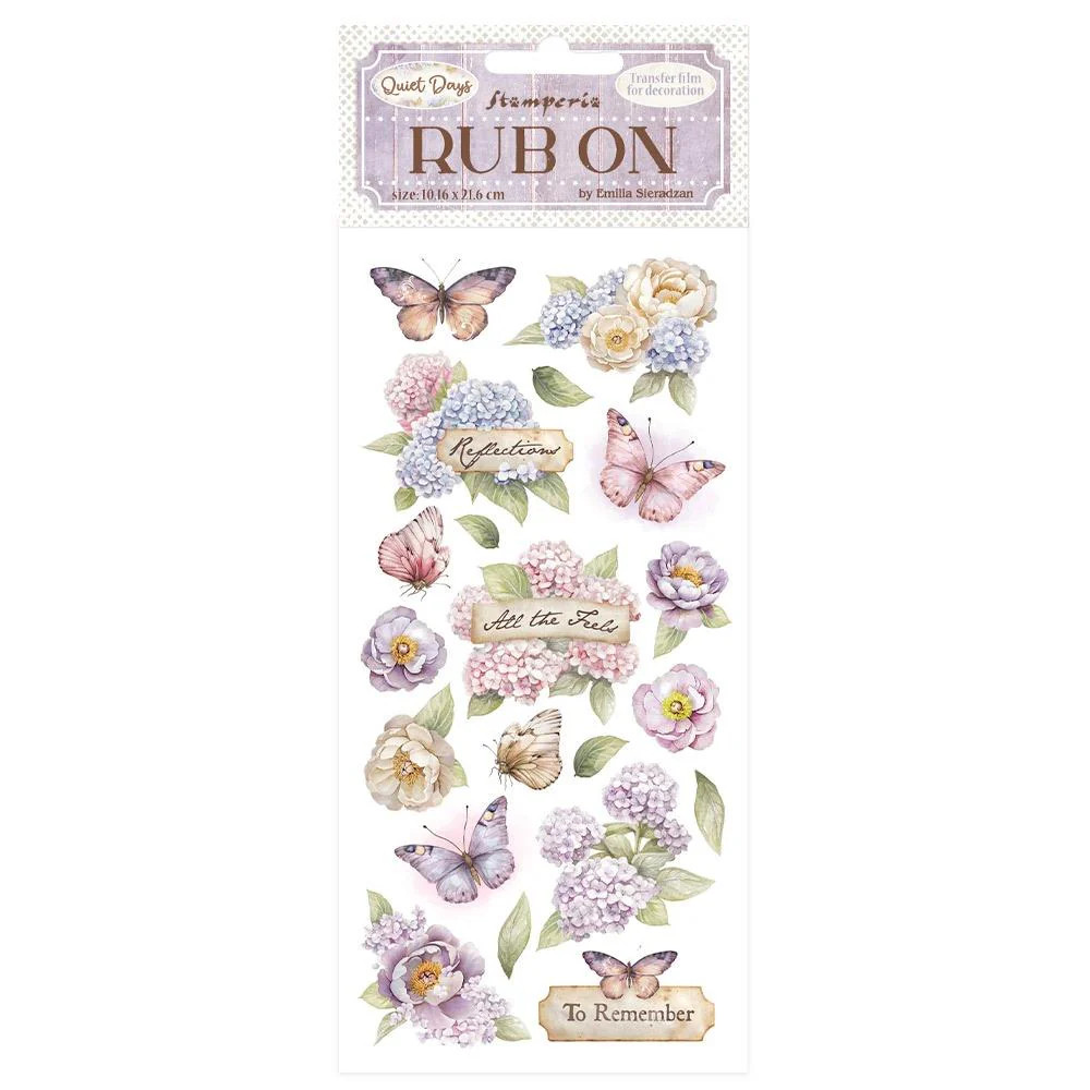 Stamperia Quiet Days Rub-Ons – Hydrangea & Butterfly, DFLRB202