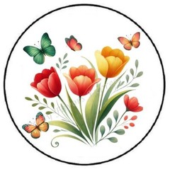 TULIPS AND BUTTERFLIES FLOWERS ENVELOPE SEALS LABELS STICKERS PARTY FAVORS