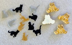 2 Diff Sets Cat Embellishments-Felt Covered Cats & Diff Resin Style-You Choose