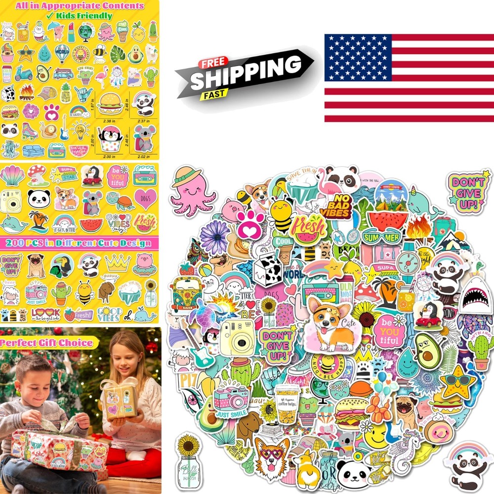 Cute Decals Bulk 200 Pcs Aesthetic Stickers for Kids Water Bottles and Laptops