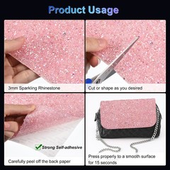 Bling Rhinestone Stickers, Resin Decoration Stickers Pink AB Colorful for Crafts