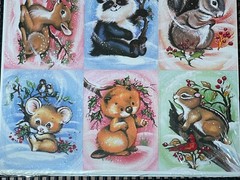 Vtg Eureka Woodland Animals Stickers Christmas Baby Koala Raccoon Panda Rabbit