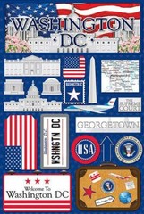 Stickers 3D Washington DC Georgetown Monument White House Memorials Plane Flag