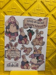 Vintage CUTE Beary Patch Cut-Outs Easter Bunny NLA Rare Carrot FREE SHIP 8.5×11