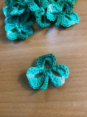 CROCHET SHAMROCKS LUCKY CLOVER APPLIQUES EMBELLISHMENTS SUPPLIES ,1 piece