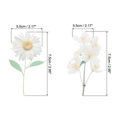 80 Sheet Clear White Daisies Flower PET Sticker, Waterproof Flower Decal, White