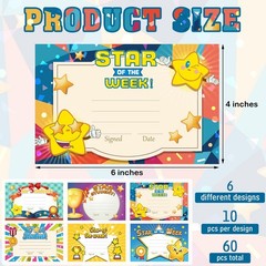 60 PCS Student Recognition Rewards Award Certificates Achievement Cards Decor