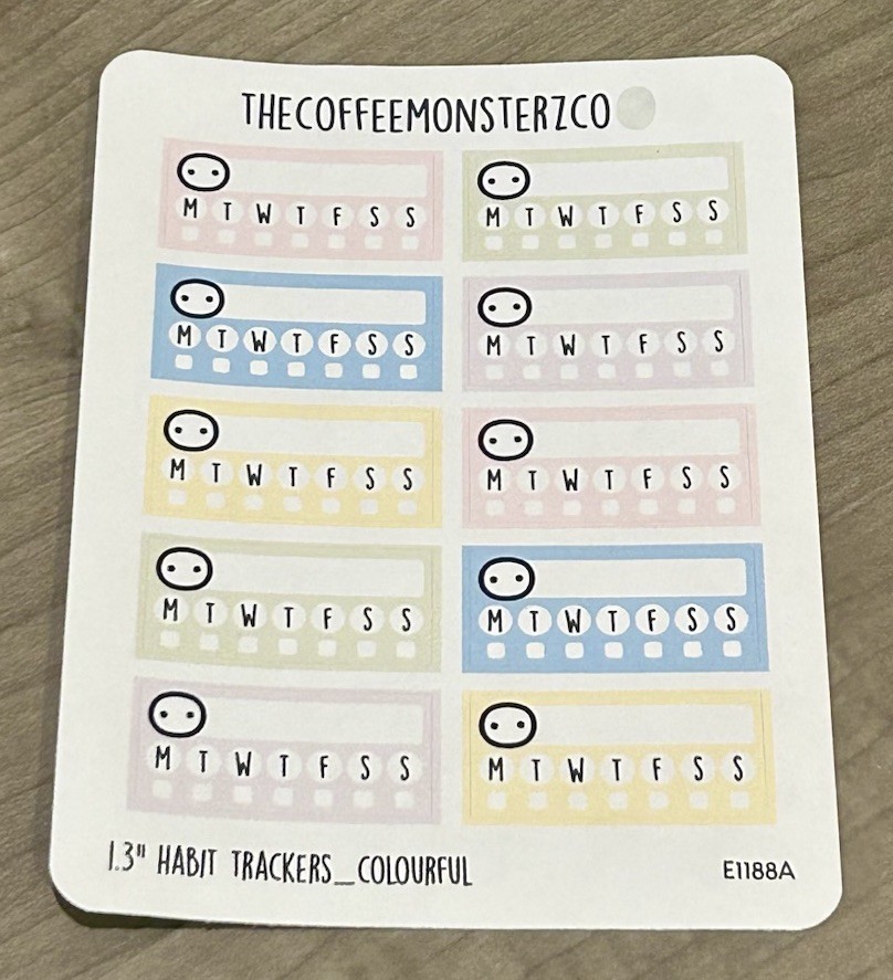 NEW TheCoffeeMonsterzCo Monthly Habit Trackers Colourful Sticker Set TCMC