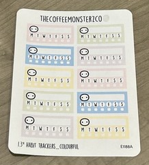 NEW TheCoffeeMonsterzCo Monthly Habit Trackers Colourful Sticker Set TCMC