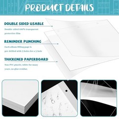 60 Sheets Self Adhesive Photo Album Refill Pages for 3 Ring Binder 9×11 Inch