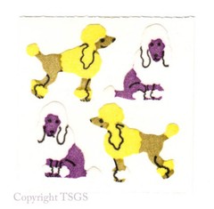 Vintage 80’s Great Seven 7 FUZZY Poodle Dogs Sticker Mod