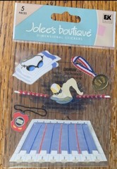 RARE Jolees Swim Team Meet Olympic Training Swimming Metal Timer Towel Stickers