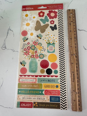Pebbles Accent & Phrase Stickers Flowers Butterflies Enjoy Hello Scrapbooking