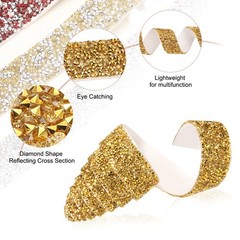 1 Inch x 1 Yard Crystal Rhinestone Sticker Ribbon Gold Yellow