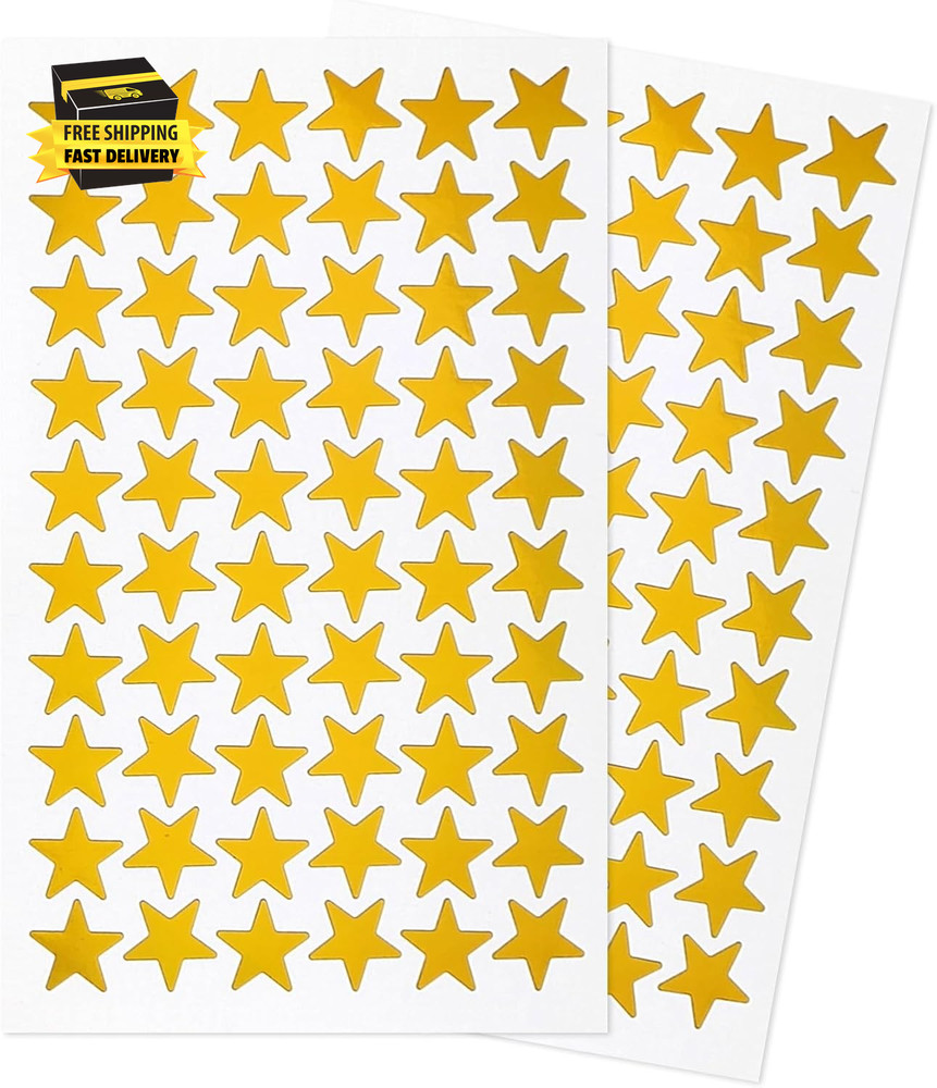 600 Pcs Foil Gold Star Stickers, 0.6 Inch Reward Stickers 10 Sheets, Small Holog