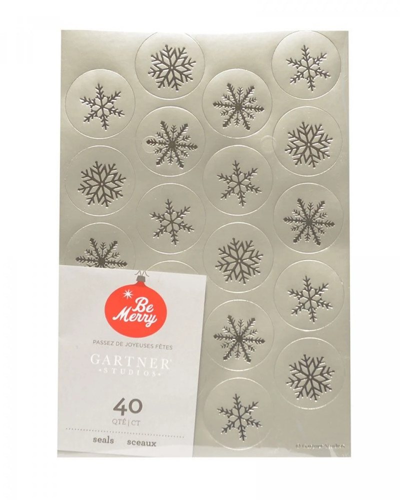 Silver Foil Snowflake Envelope Seals – 40 Count