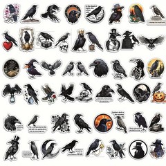 10 pcs Crow – Raven Stickers- Scrapbook, Journal, DIY Crafts & Cards- Halloween