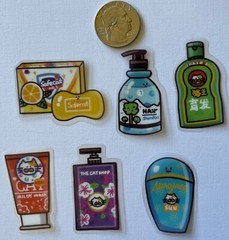 THE CAT SHOP Mylar Stickers(6pc) •Shampoo•Soap•Chinese•Mask•Body Wash•Hair Care•
