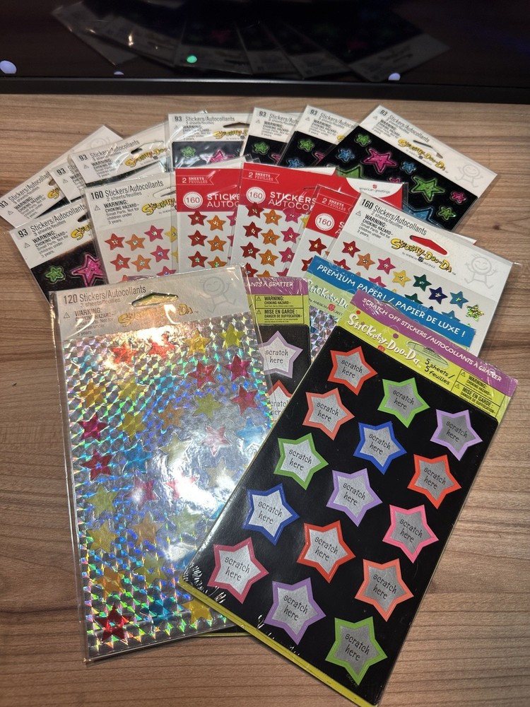 Star Sticker Lot 20 Packs Glitter Holographic Scratch Off