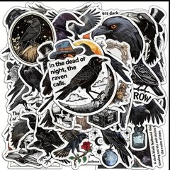 10pcs Crow – Raven Stickers- Scrapbook, Journal, DIY Crafts & Cards- Halloween