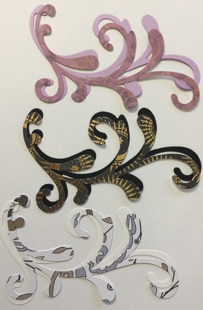 FLOURISH Design Die-Cuts(4pc) 5″x 3″•Card Making•Shape•Swirl •Flower•Garden•Wave