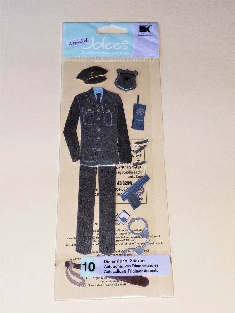 Jolee’s Stickers Police Uniform Badge Radio Handcuffs Baton Gun Bullets