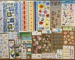 Large Lot Of Flower Stickers, Brads, Etc Jolee’s Boutique, K & Co, Recollections