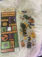 Happy Halloween Scrapbook Stickers Card Stock 2008 Made In USA Lot 3 Sheets