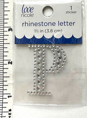 Letter P Rhinestone Sticker 1.5″ Clear Silver Glitter Scrapbook Monogram Bling