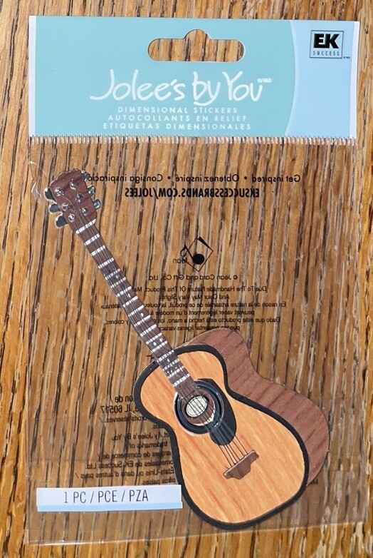 RARE Jolees Rock Star Guitar Wood GARAGE BAND Musical Music 3D Scrapbook Sticker