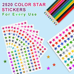 Star Metallic Stickers 2520 PCS 0.6 Foil Stars for Kids Reward & Behavior Cha