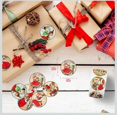 2 ROLLS = 1000PCS 1” Vintage Retro Nostalgia Old Christmas Stickers Labels Lot