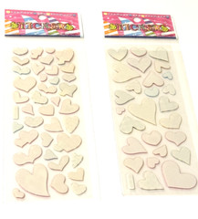 Heart Stickers Valentine Love Pink Red Purple Polka Dot Craft Lot of 2 NEW READ