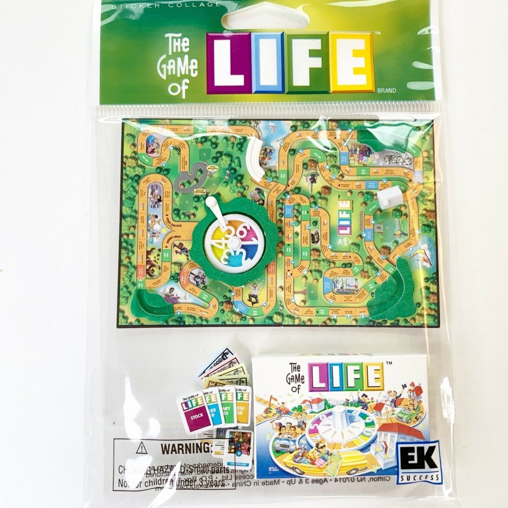 GAME OF LIFE Board Game Hasbro Jolee’s Boutique 3D Sticker Scrapbook Craft RARE