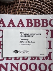 Creative Memories ABC/123 Classic Style Sticker Sheet Cranberry Red Sealed New