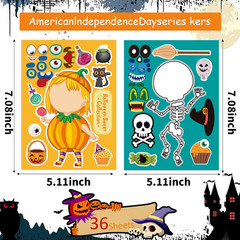 Halloween DIY Stickers Set – 36 PCS Mix and Match Characters for Kids