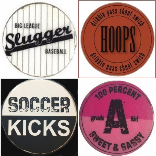 LOT OF 4 LI’L DAVIS DESIGNS SPORTS CHIP ART COASTERS Chipboard Rounds 2 1/4″