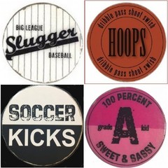 LOT OF 4 LI’L DAVIS DESIGNS SPORTS CHIP ART COASTERS Chipboard Rounds 2 1/4″