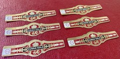 Lot of 6 1920s Vintage Cuban Gold Cigar Bands – Pristine NOS – Red & Gold Gilt