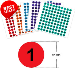 Vinyl Number Stickers 1-100 0.4″ Round Multicolor 50 Sheets Label Pack – US