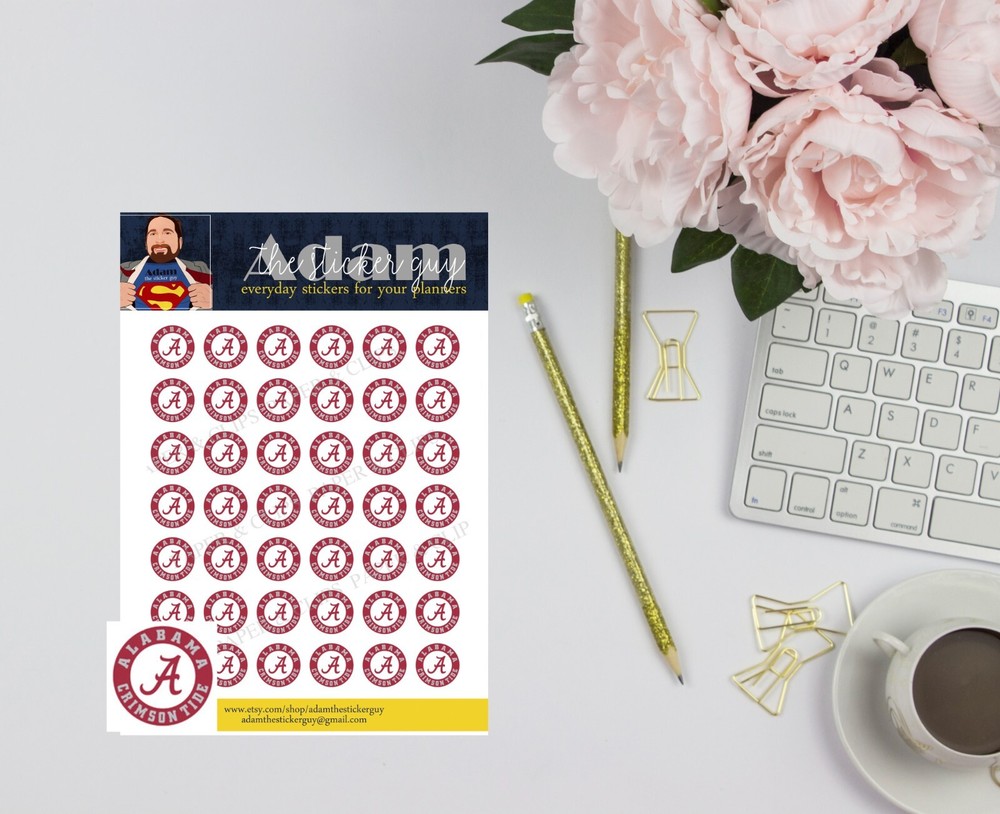 University of Alabama Crimson Tide College Planner or Reminder Stickers