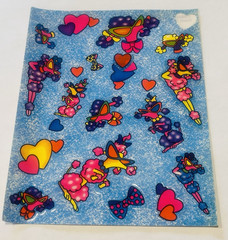 Vintage Lisa Frank ticker Sheet *1 Sticker Missing* Poodle Dog Hearts Bows BIN72