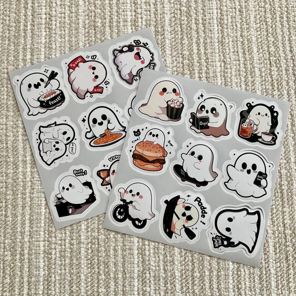 18 Ghost Stickers 1.6” Cute Spooky Halloween Ghost Everyday Activities