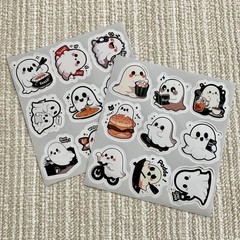 18 Ghost Stickers 1.6” Cute Spooky Halloween Ghost Everyday Activities