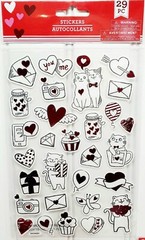 Valentines Day Stickers Hearts Red Pink Love Cats 4 Sets = 148 New Stickers