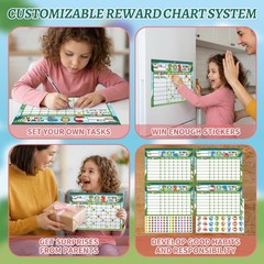 Magnetic Reward Chart for Kids with 2112 Star Stickers, 48 Themed Stickers