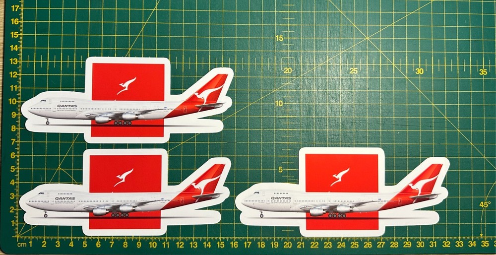 Vinyl Sticker 3X QANTAS 747 PLANE JUMBO AUSTRALIA AIRPORT SPOTTER GIFT
