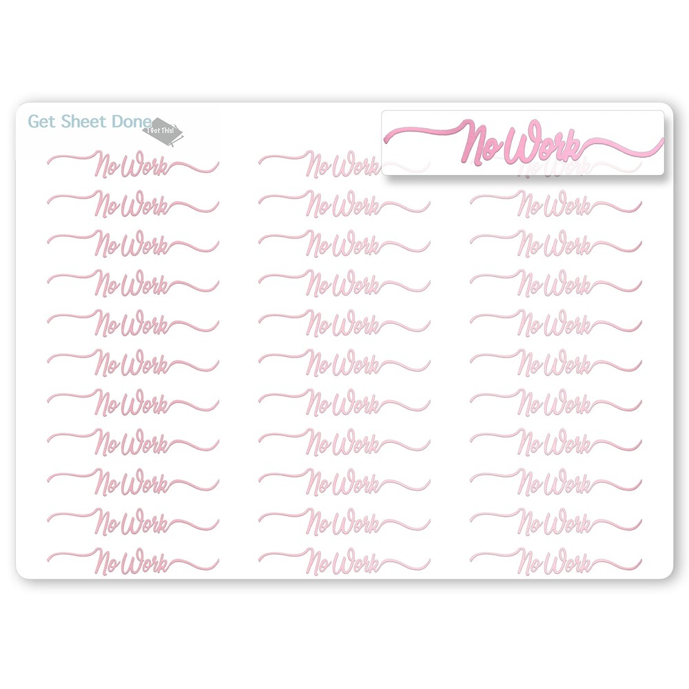 No Work Script Planner Stickers / 30 Gold Foiled Text Headers (1.5″) / PINK