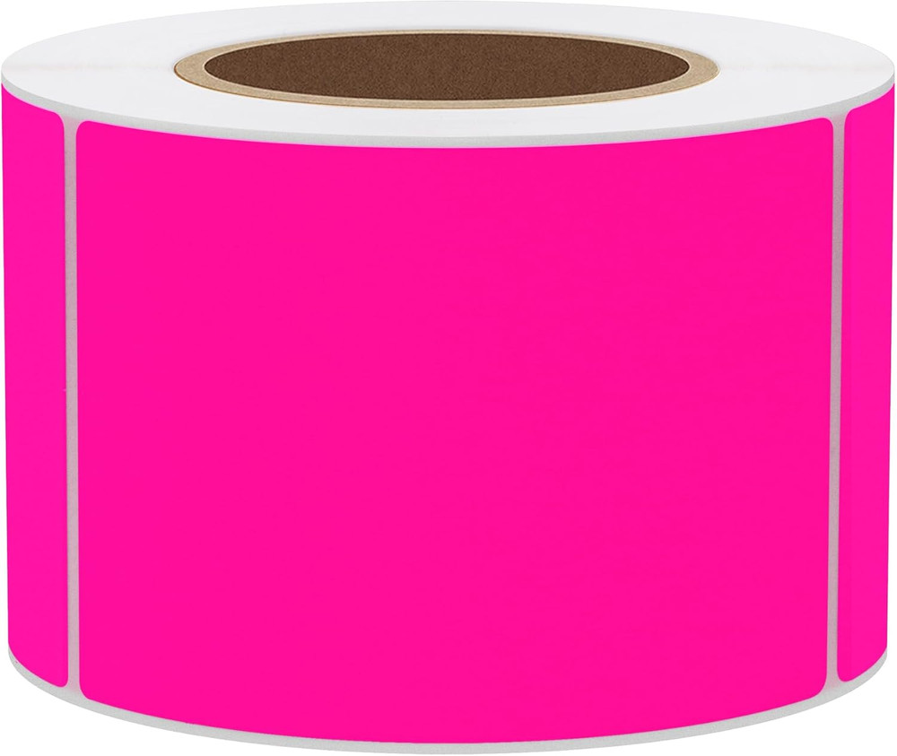 2X3 Inch 300Pcs Fluorescent Pink Sticker Rectangle Blank Color Coding Neon Label