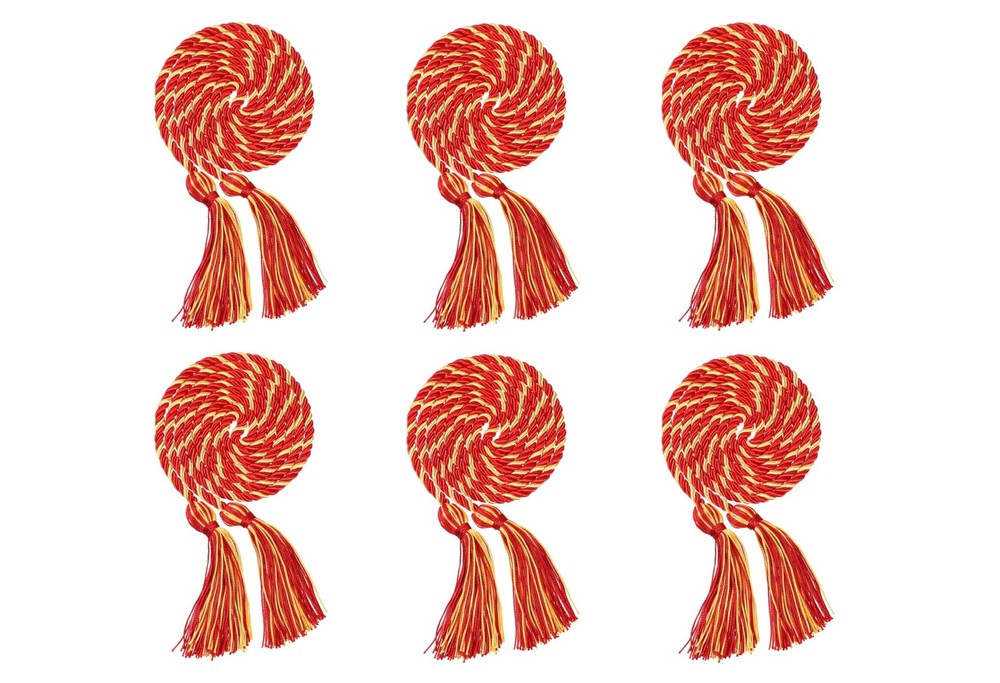 6 PCS 68-inch Gold Red Braided Graduation Multi-Color Honor Cords with Tassel